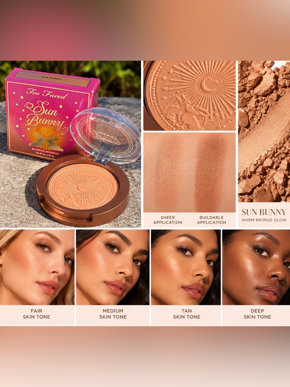Too Faced Sun Bunny Blushing Bronzer 0.28 oz New with Box